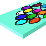 Christian Fish Symbols -Rainbow School Stretched Canvas Print
