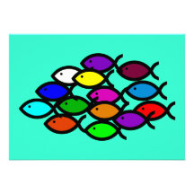 Christian Fish Symbols -Rainbow School Personalised Invites