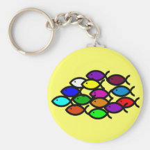 Christian Fish Symbols -Rainbow School Key Chain
