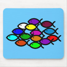 Christian Fish Symbols -Rainbow School Mousepad