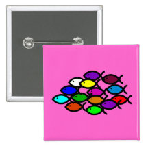 Christian Fish Symbols -Rainbow School Pins