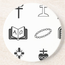 Christian religious signs and symbols beverage coaster