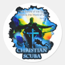 christian scuba round sticker