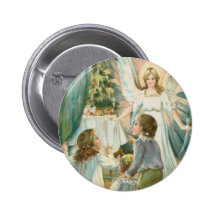Christmas Angel with Children Button
