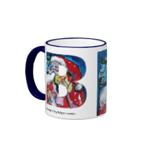 CHRISTMAS B LETTER / SANTA  WITH VIOLIN MONOGRAM MUG