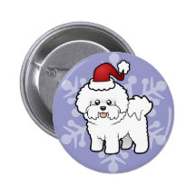 Christmas Bichon Frise Pinback Button