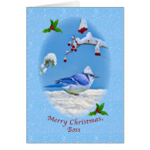 Christmas, Boss,  Blue Bird and Snow Greeting Card