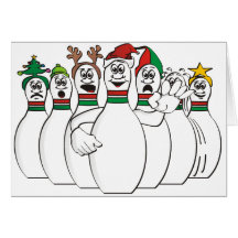 Christmas Bowling Pins Greeting Cards