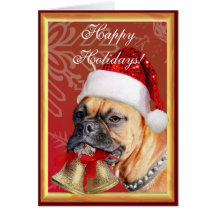 Christmas boxer dog greeting card