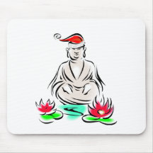Christmas Buddha drawing Mouse Mats