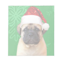 Christmas bullmastiff puppy note pad