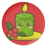 Christmas Candle and Holly Party Plates