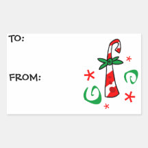 Christmas Candy Cane Gift Label Stickers