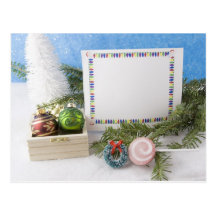 Christmas card with ornament chest postcard