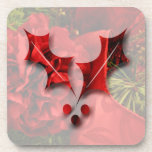 Christmas Carnations; Merry Christmas Beverage Coaster