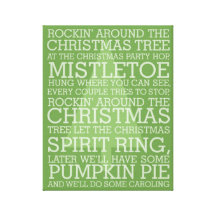 Christmas Carol Lyrics Rocking Around Gallery Wrap Canvas