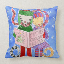 Christmas Caroling Cool Cats for Kids Throw Pillow
