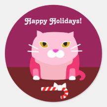 Christmas Cat & Candy Cane Sticker