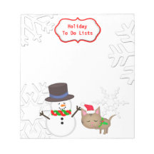Christmas Cat & Snowman To Do Lists Notepad
