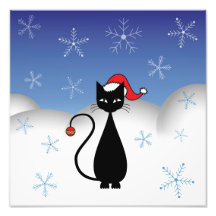 Christmas Cat with Snowflakes Photo Art