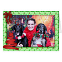 Christmas - Catahoula Brita and Labrador Cooper Greeting Cards