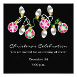 Christmas Celebration Pink Whimsical Bulbs Custom Invitations