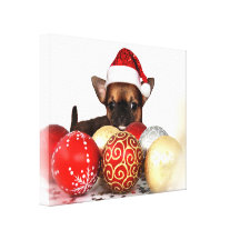 Christmas chihuahua puppy gallery wrapped canvas