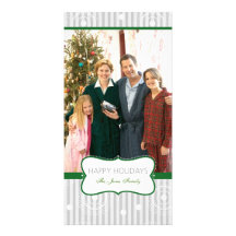 Christmas Circles - Green Silver Photo Card