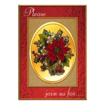 Christmas Dinner Invitation - Poinsettia