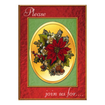 Christmas Dinner Invitation - Poinsettia