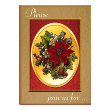 Christmas Dinner Invitation - Poinsettia