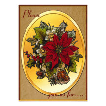 Christmas Dinner Invitation - Poinsettia
