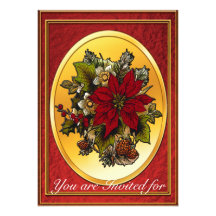 Christmas Dinner Invitation - Poinsettia