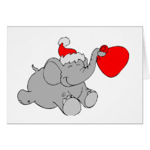 Christmas Elephant Heart Greeting Cards