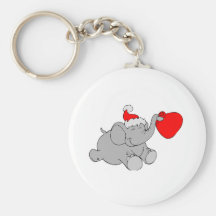 Christmas Elephant Heart Key Chain