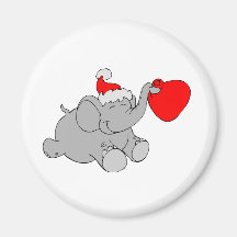 Christmas Elephant Heart Magnet