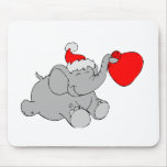 Christmas Elephant Heart Mousepad