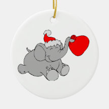 Christmas Elephant Heart Ornament
