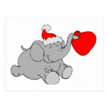 Christmas Elephant Heart Postcard