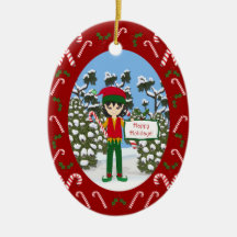 Christmas Elf Candy Canes Ornament