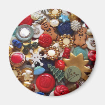 Christmas Gingerbread Men Buttons Fridge Magnets