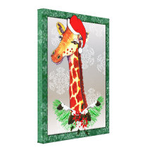 Christmas Giraffe Canvas Prints