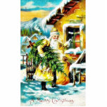 Christmas greeting with santa claus knocking the w acrylic cut outs