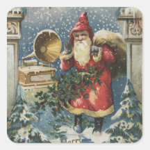 Christmas GreetingSanta and Record Player Stickers