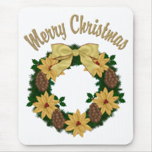 Christmas Holiday Wreath - Customisable Mouse Pad