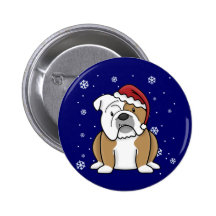 Christmas Kawaii English Bulldog Pinback Buttons