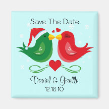 Christmas Lovebirds Save The Date Magnet
