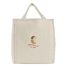 Christmas Moon Embroidered Tote Bag