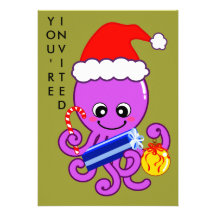 Christmas octopus custom invitation