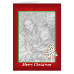 Christmas on Red (tall photo frame) Greeting Cards